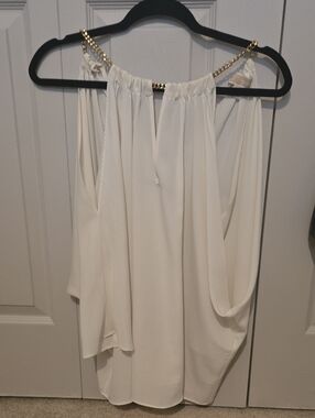 Michael Kors Cream Blouse with Gold Chain Strap